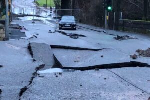 Glasgow water main break on Shettleston Road