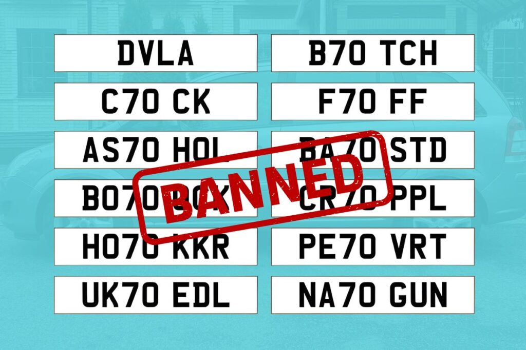 DVLA banned number plates UK